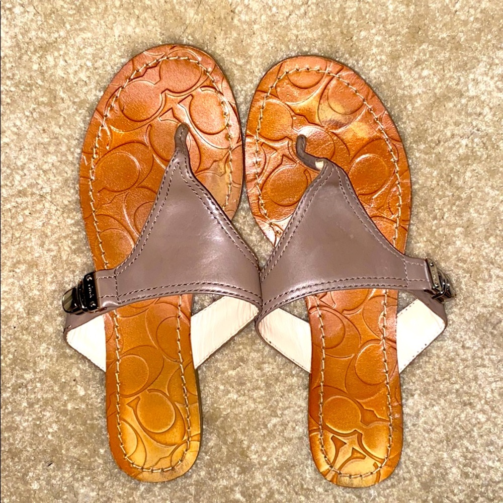 Grey Coach Thong Sandals